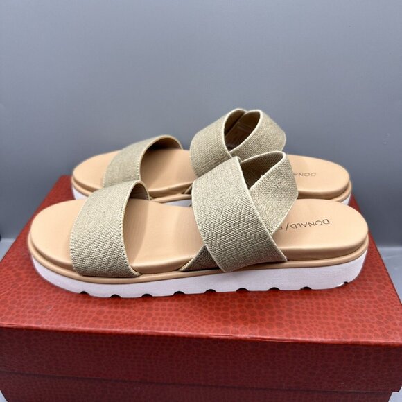 Donald Pliner Platform Sandal Linen Blend Natural Slip-On Women 8M - Picture 3 of 10